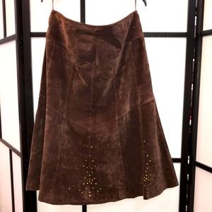 Brown leather skirt
